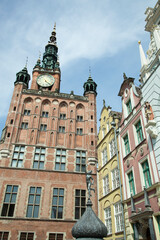 Fototapeta na wymiar Gdansk Town Hall And Historic Residential Houses