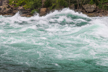 Close-up of a raging river and rapids, Niagara Falls, Canada