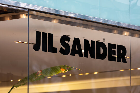 dusseldorf, nrw, germany - 15 02 2024: a jil sander store sign