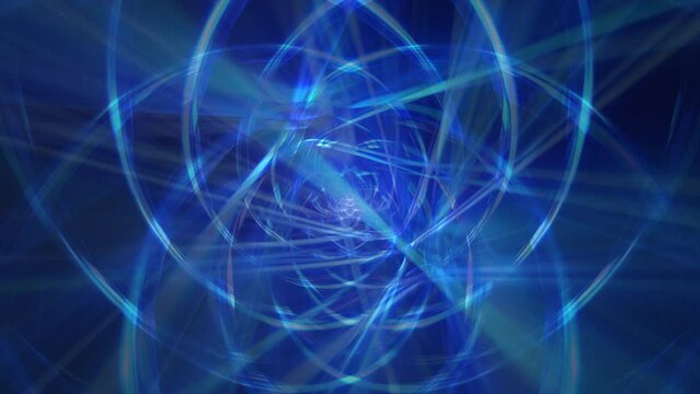 Animated hypnotic blue abstract geometric pattern. Digital animation, 4k