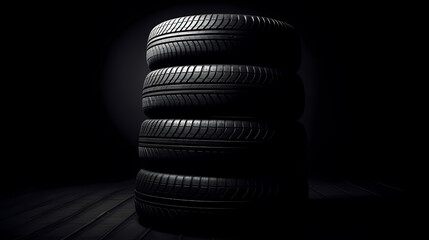 Fototapeta na wymiar Car tires isolated on black background