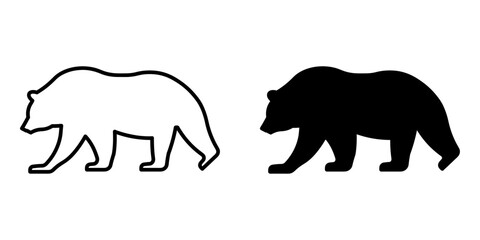 ofvs542 OutlineFilledVectorSign ofvs - grizzly bear vector icon . ursus arctos . isolated transparent . black outline and filled version . AI 10 / EPS 10 / PNG . g11885 - obrazy, fototapety, plakaty