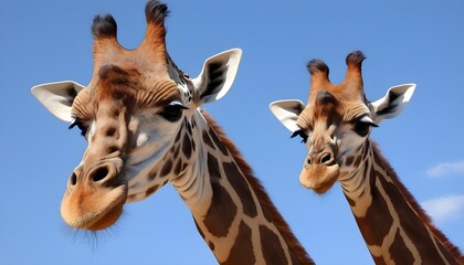 Beautiful giraffe in biopark, business on African animals, tourism. slow. head against the sky