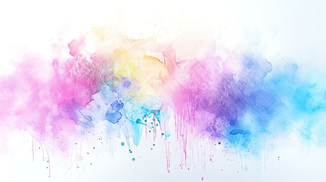 Abstract colorful watercolor splash on white background. Digital art painting.