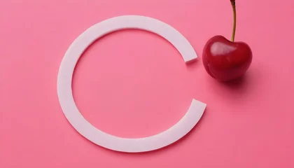 Fotobehang The concept of women's health. Gaskets. Vaginal discharge. Pink background. Red cherry © Natalia