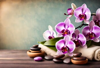 Orchid flowers on a colorful background-