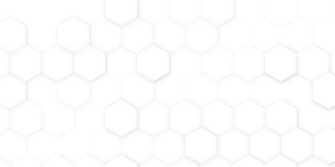 Naklejka premium Seamless pattern of the hexagon background. White hexagon image. Vector illustration