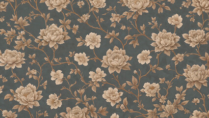 Vintage wallpaper with flowers