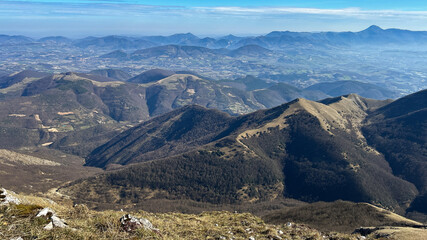 Wonderful panorama from the summit of Monte Cucco in Umbria region, Italy - 745273786