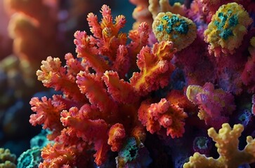 Naklejka na ściany i meble colorful amazing coral reef background