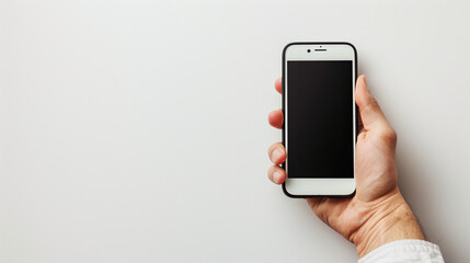 
Image of hand holding blank screen cellphone, white background, Ai Generated Images
 - obrazy, fototapety, plakaty