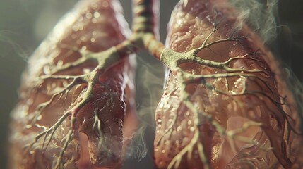 closeup anatomy image of human lungs focusing on the detailed structure and science of respiratory organs