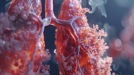 medical illustration of human lungs in closeup highlighting pulmonary health and respiratory care concepts