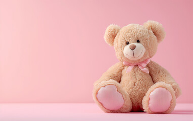 Teddy bear with pink background