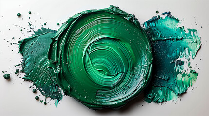 Vibrant Concentric Pattern Of Emerald Green Paint, Splayed Boldly Across A Clean Surface - obrazy, fototapety, plakaty