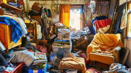 Hoarder's apartment full of old obsolete stuff