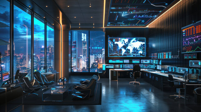 Futuristic transnational corporation headquarters - Powered by Adobe