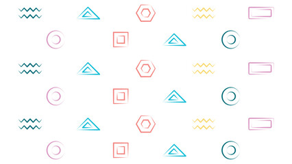 Different geometric shapes and background pattern colorful design objects texture backdrop 