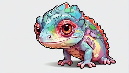 "Chibi Chameleon: Adorable Vector Sticker Design"





