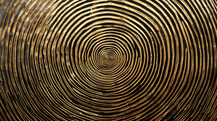 Abstract gold circular pattern on black metal background for design. Texture for the background.