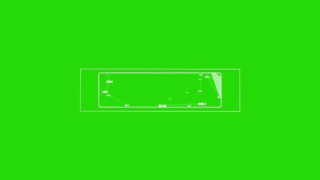 Animated HUD infographic element virtual data frame on a Green Screen Background. Frame HUD element for movies, games, and animation in alpha channel and 4K