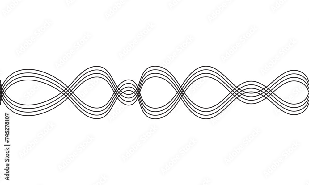 Wall mural Banner with curved lines. Background with wavy line. Line art striped graphic template. Vector file. AI