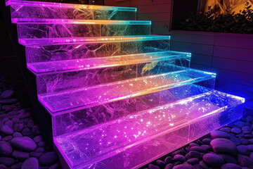Illuminated Stairs With Colorful Lights