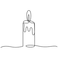 Continuous one line drawing art of candle vector illustration