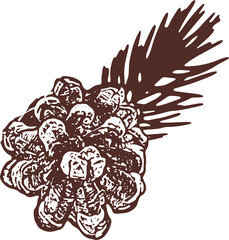 Cedar and pine tree icon, fir cone. Common seasonal allergies. Allergy for plant. Silhouette on transparent, png