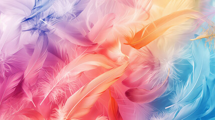 Fototapeta na wymiar Delicate texture of soft pink and white feathers creating a dreamy and gentle background.