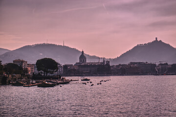 Distant view of Como Cathedral.