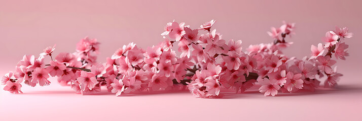 sakura flowers on a pink background in the style of c