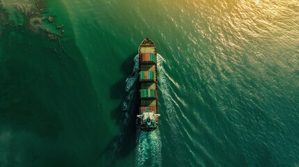aerial view of logistic importation and exportation by container ship for seamless distribution - obrazy, fototapety, plakaty