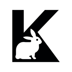 Rabbit Logo combine with letter K vector template