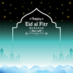 Happy Eid Mubarak Vector Illustration  for Poster Banner and Greeting card 