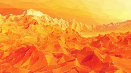 Foto auf Acrylglas orange low poly wireframe abstract landscape background for modern geometric design concept © CinimaticWorks