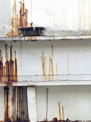 Rusty Metal Silo Building Close Up With Water Lines