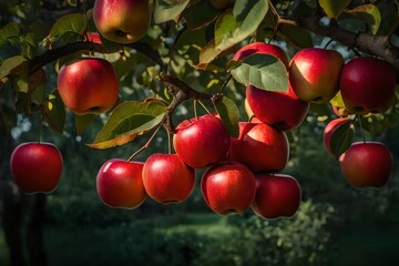 Obraz premium red apples on a tree