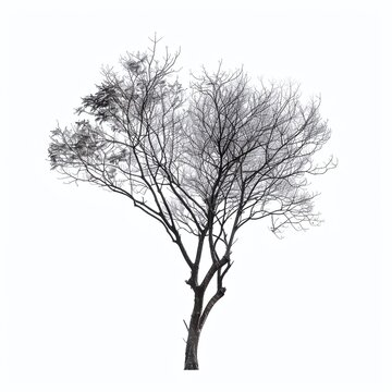 serene nature depicted through an isolated tree on a white background