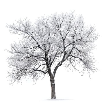 detailed image of a tree trunk and branches isolated against a pure white background