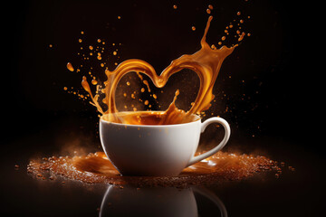 Coffee Cup With Heart-Shaped Splash