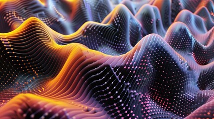 Fototapeta premium sleek geometric shapes on black background, vibrant holographic texture