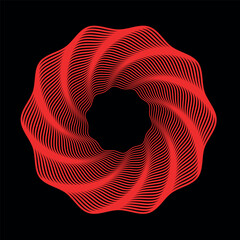 Wavy design element, twirl symbol, editable icon isolated on black background.