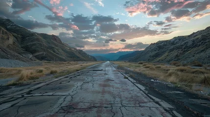 Tragetasche empty paved road winds through mountain landscape at sunset © CinimaticWorks