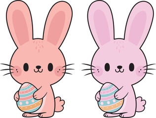 Fototapeta premium Bunny with egg easter vector illustration on a white background