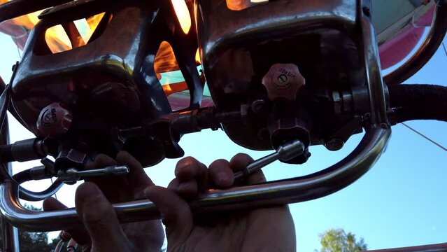 Hot air balloon control. High quality 4k footage
