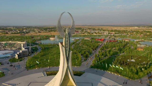 Huma bird monument in the New Uzbekistan park in Tashkent city