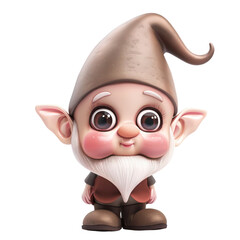 Adorable Cartoon Gnome Isolated on White