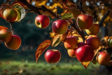 red apples on a branch