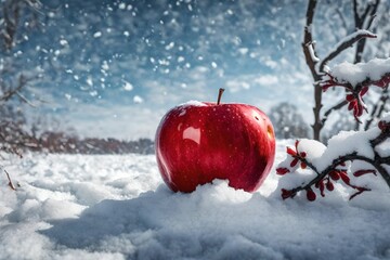 apple in snow